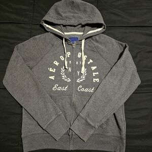 Aéropostale Women’s Gray Zip Up Hoodie Sweatshirt Size Medium East‎ Coast Logo